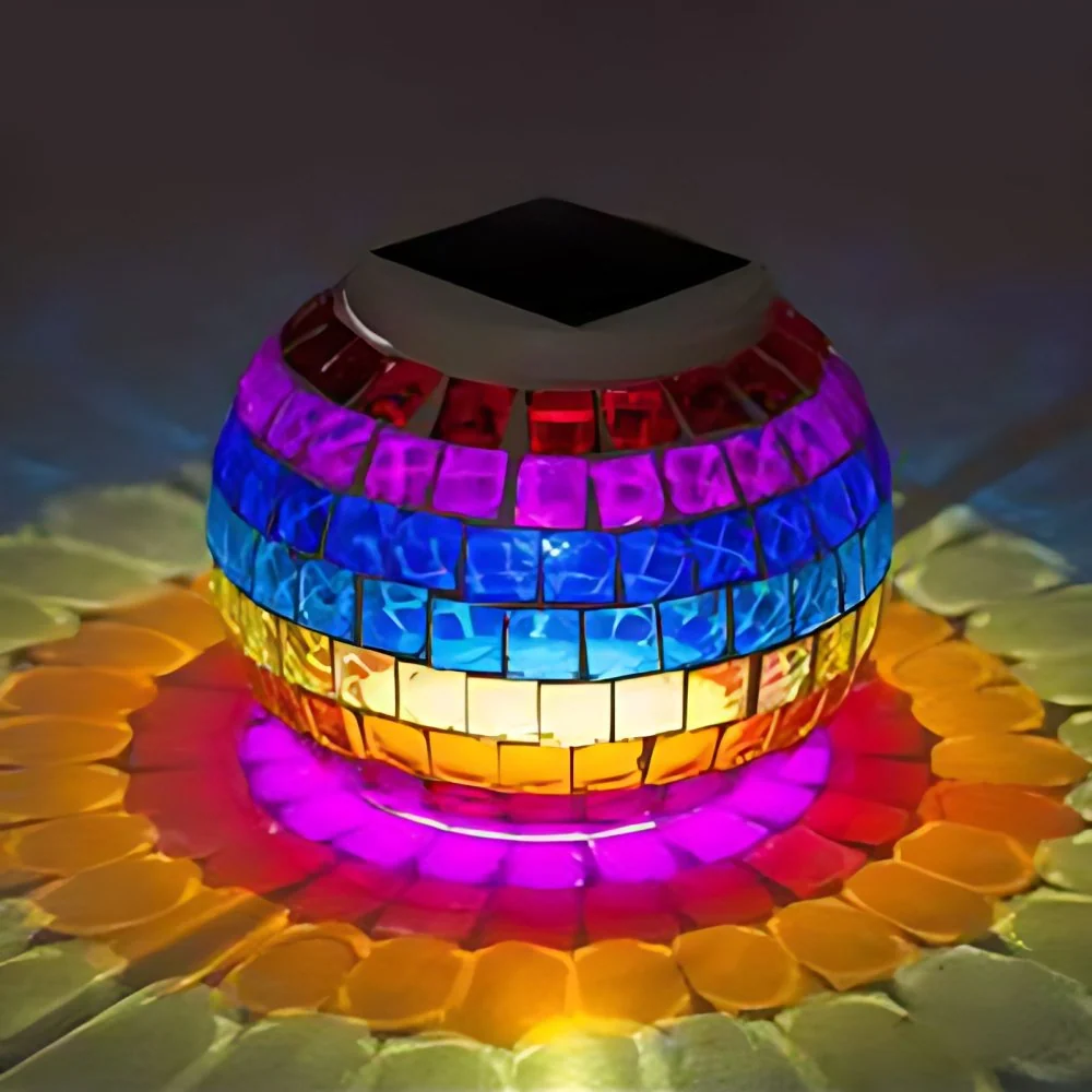 Mozaïekbol Tafelverlichting Gebrandschilderd glas Schaduw Decoratief zonne-verlichtingsarmatuur voor nachtkastje Clearhalo