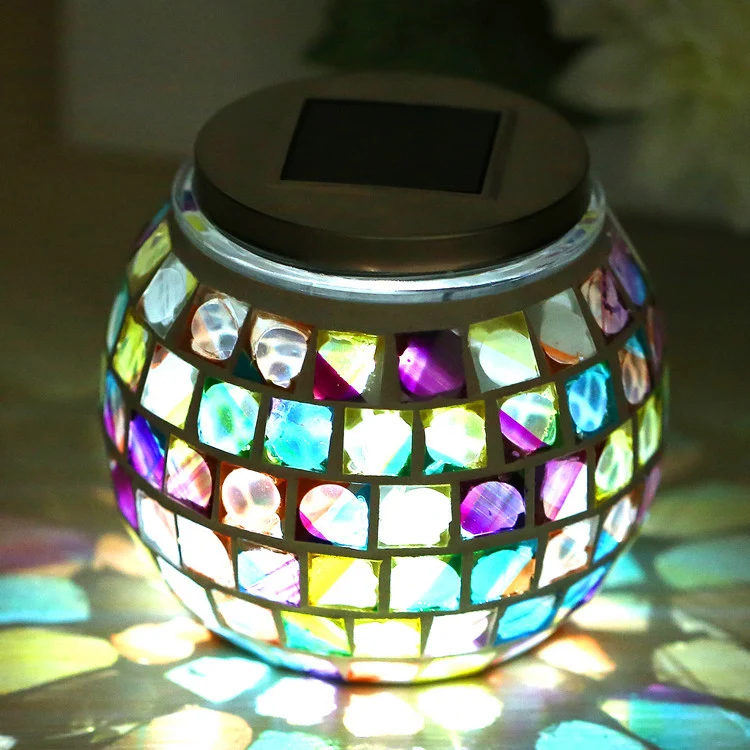 Mozaïekbol Tafelverlichting Gebrandschilderd glas Schaduw Decoratief zonne-verlichtingsarmatuur voor nachtkastje Clearhalo