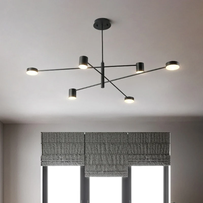 Multi-tiers asymmetrische kroonluchter licht metaal eenvoudige stijl 2/4/6/8 koppen zwart/wit hanglamp warm/wit/derde vers...