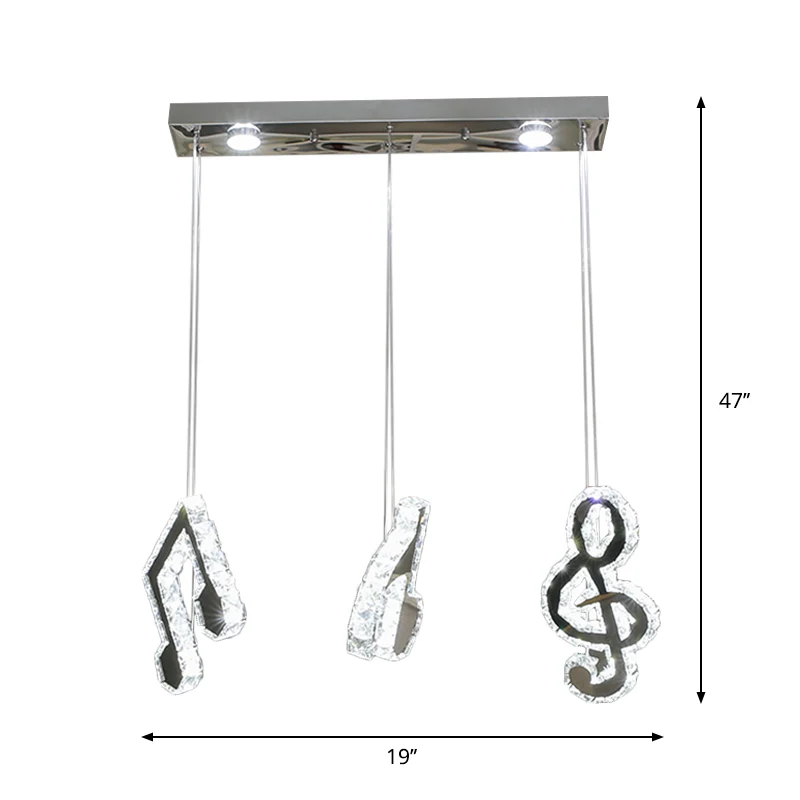 Muzieknoot hanglamp Minimalisme geslepen kristal LED roestvrijstalen hanger met meerdere lampen Clearhalo