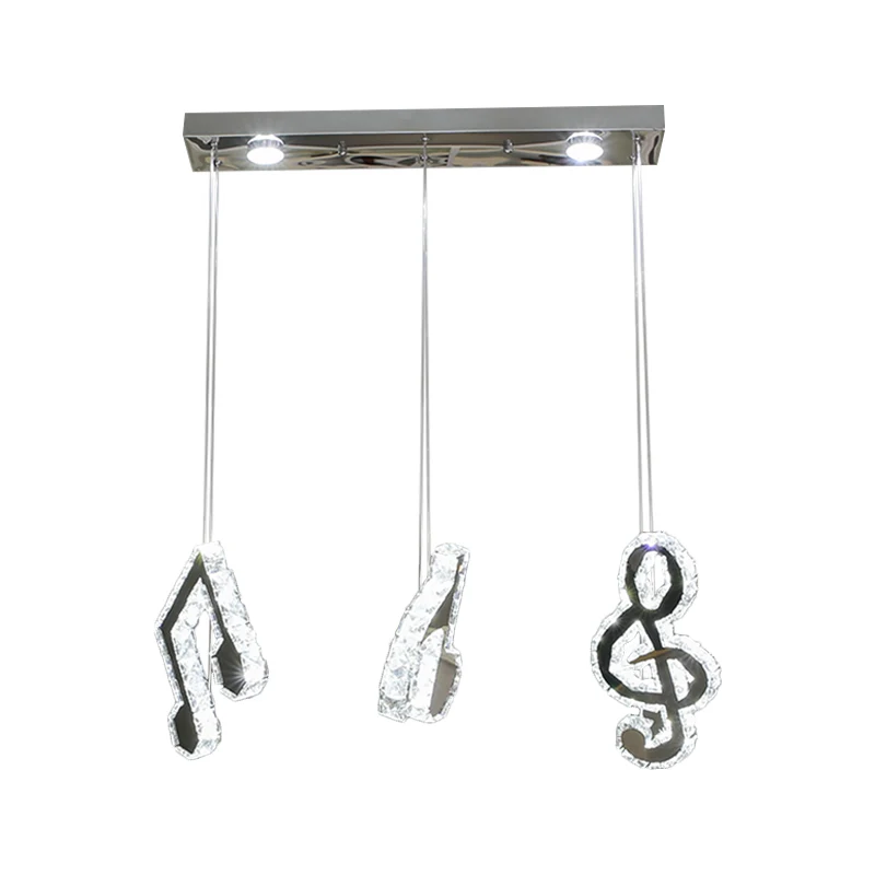 Muzieknoot hanglamp Minimalisme geslepen kristal LED roestvrijstalen hanger met meerdere lampen Clearhalo