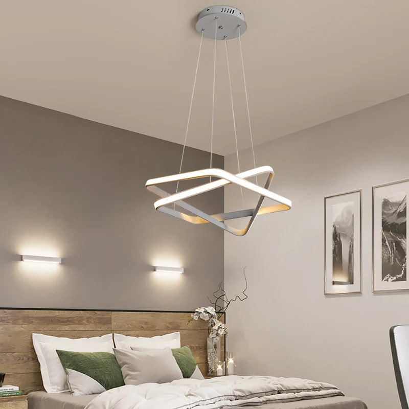 Naadloze acryl hanglamp Moderne witte LED-kroonluchterverlichting warm/wit licht Clearhalo