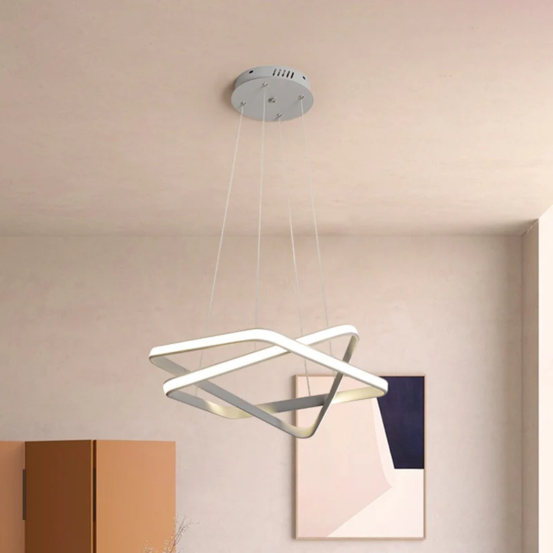 Naadloze acryl hanglamp Moderne witte LED-kroonluchterverlichting warm/wit licht Clearhalo