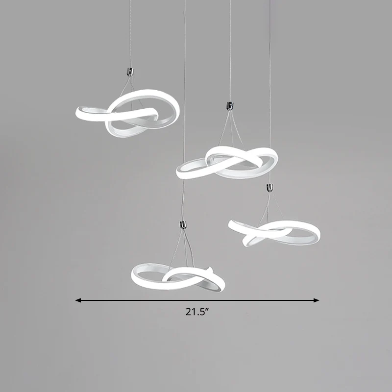 Naadloze curve acryl hangende plafondlamp Eenvoudig wit LED-kroonluchterlicht, warm/wit licht Clearhalo