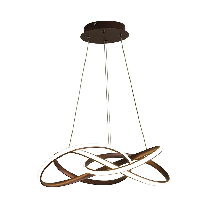 Naadloze curve acryl kroonluchterlamp hedendaagse led koffie plafond hanglamp wit/warm licht Clearhalo