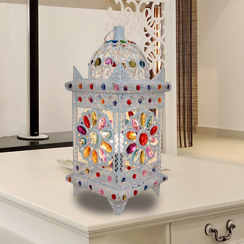 Nachtkastje met 1 lamp, vintage paviljoen, metalen nachtkastje, verlichting wit voor slaapkamer Clearhalo
