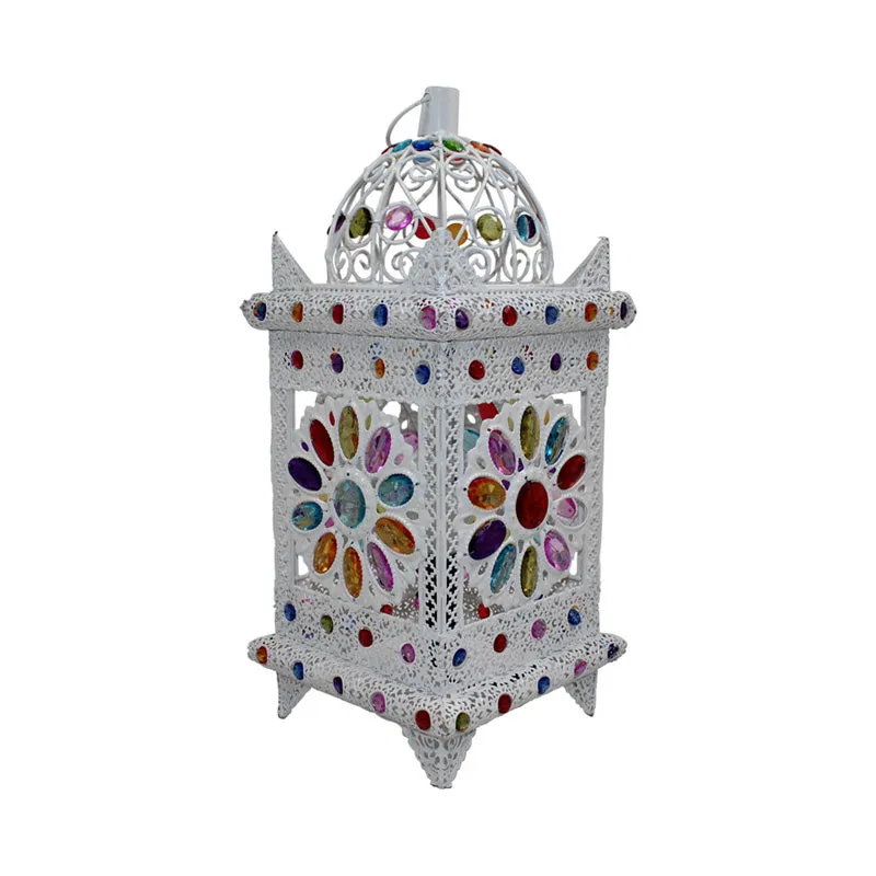 Nachtkastje met 1 lamp, vintage paviljoen, metalen nachtkastje, verlichting wit voor slaapkamer Clearhalo
