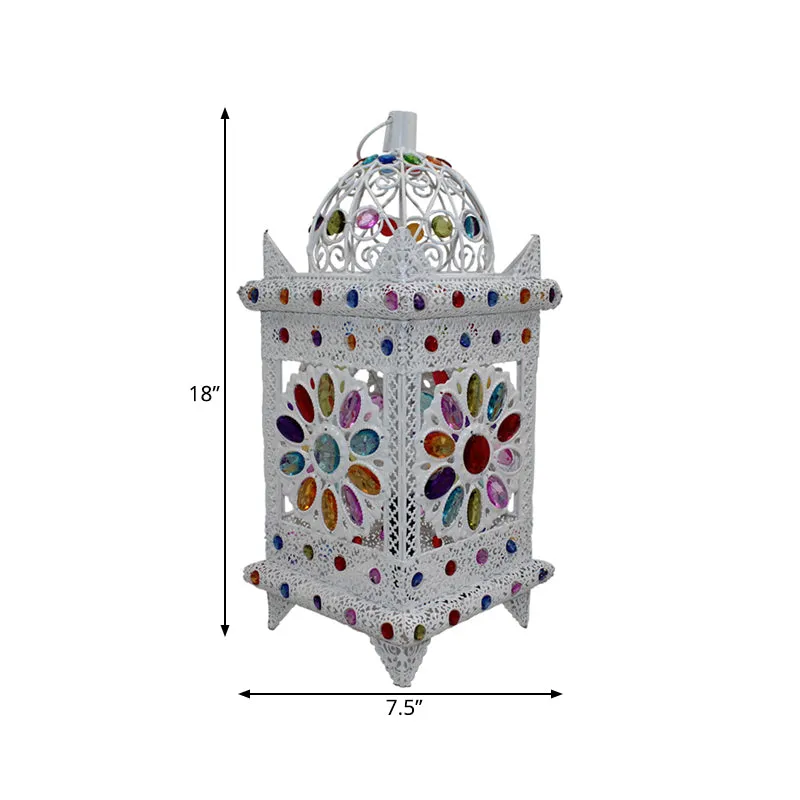 Nachtkastje met 1 lamp, vintage paviljoen, metalen nachtkastje, verlichting wit voor slaapkamer Clearhalo