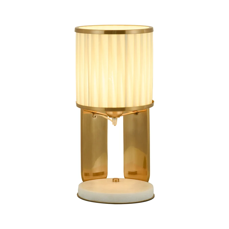 Nachtkastje van stof met vat, modernisme, gouden nachtlamp met enkele kop voor nachtkastje met marmeren voet Clearhalo