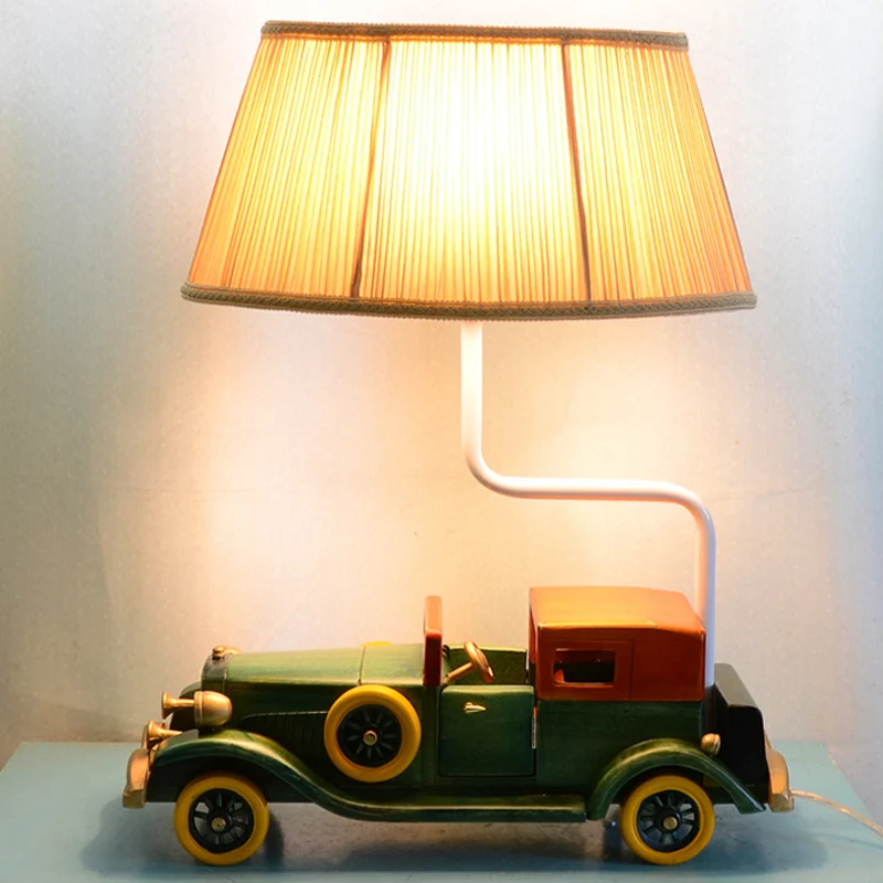 Nachtkastje van stof, trommel, kindernachtlampje, 1 lamp, blauw, nachtkastje met autovoetstuk voor jongensslaapkamer Clear...