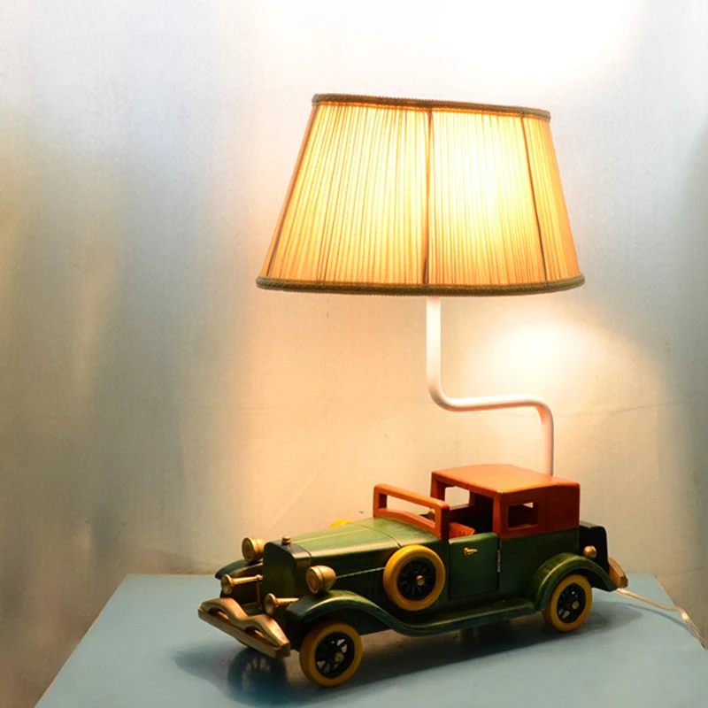 Nachtkastje van stof, trommel, kindernachtlampje, 1 lamp, blauw, nachtkastje met autovoetstuk voor jongensslaapkamer Clear...