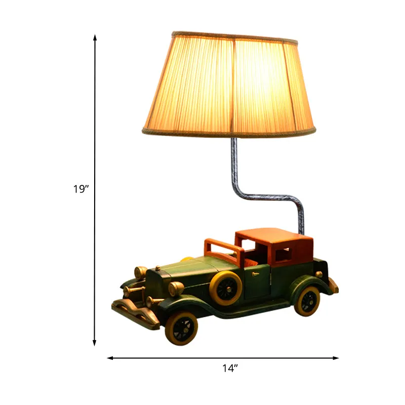 Nachtkastje van stof, trommel, kindernachtlampje, 1 lamp, blauw, nachtkastje met autovoetstuk voor jongensslaapkamer Clear...