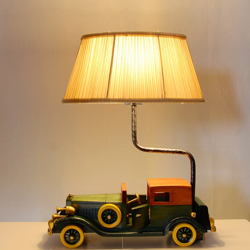 Nachtkastje van stof, trommel, kindernachtlampje, 1 lamp, blauw, nachtkastje met autovoetstuk voor jongensslaapkamer Clear...