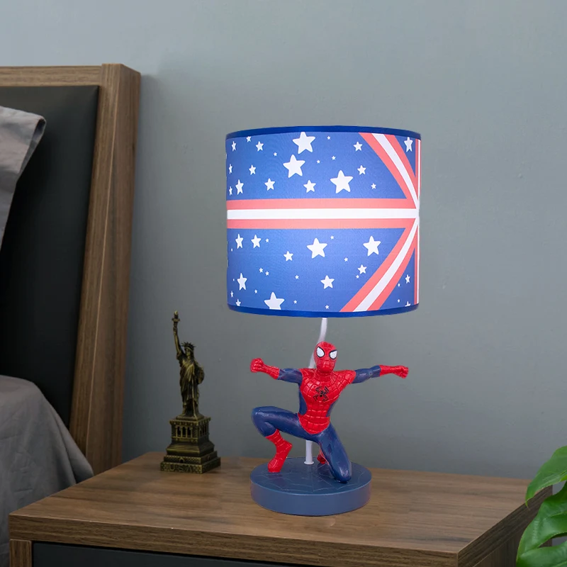 Nachtkastjelamp van stof Drum voor kinderen, nachtkastje met 1 lamp, verlichting blauw met sterpatroon voor de kinderkamer...