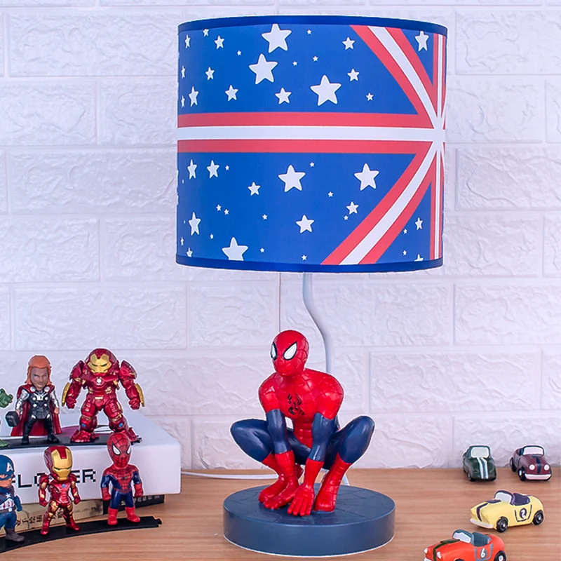 Nachtkastjelamp van stof Drum voor kinderen, nachtkastje met 1 lamp, verlichting blauw met sterpatroon voor de kinderkamer...