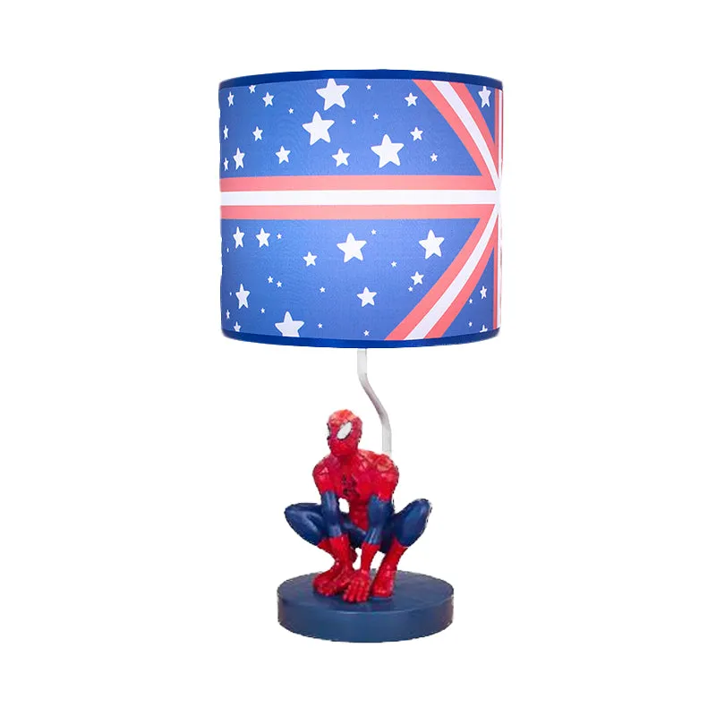 Nachtkastjelamp van stof Drum voor kinderen, nachtkastje met 1 lamp, verlichting blauw met sterpatroon voor de kinderkamer...