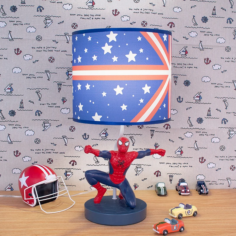 Nachtkastjelamp van stof Drum voor kinderen, nachtkastje met 1 lamp, verlichting blauw met sterpatroon voor de kinderkamer...