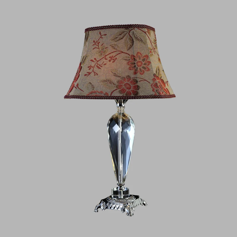 Nachttafellamp met enkele lamp Rustieke stijl Bloem K9 Kristallen nachtkastje beige Clearhalo