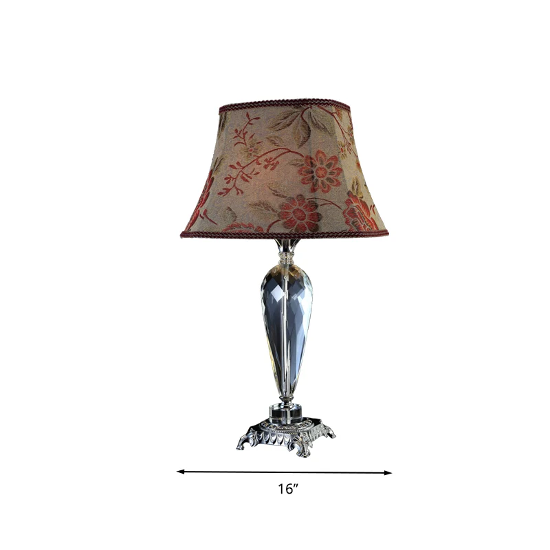 Nachttafellamp met enkele lamp Rustieke stijl Bloem K9 Kristallen nachtkastje beige Clearhalo
