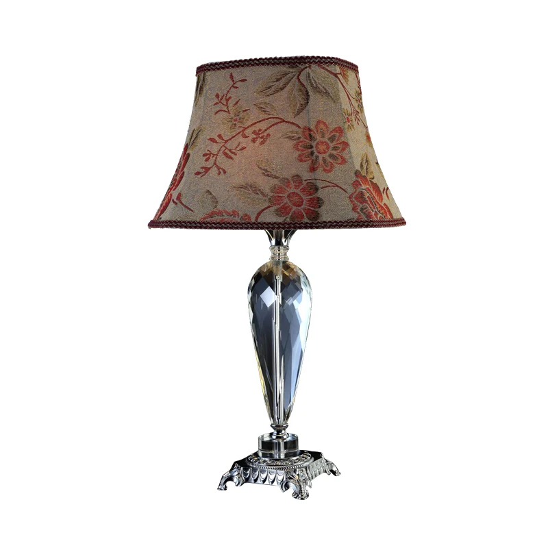 Nachttafellamp met enkele lamp Rustieke stijl Bloem K9 Kristallen nachtkastje beige Clearhalo