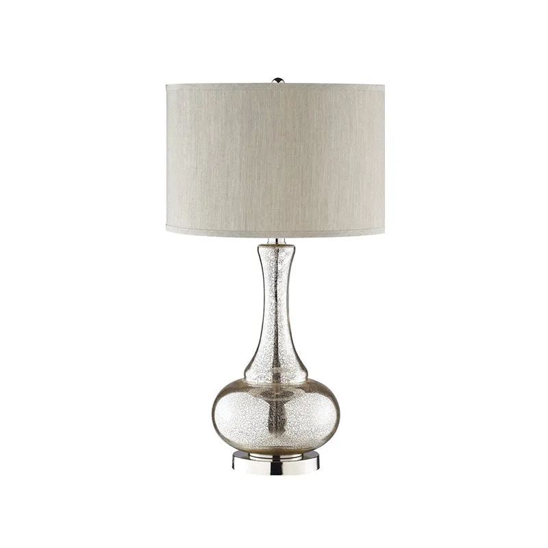Nachtverlichting, landelijke vaas, tafellamp van zilvercraqueléglas met ronde kap, 1 lamp Clearhalo