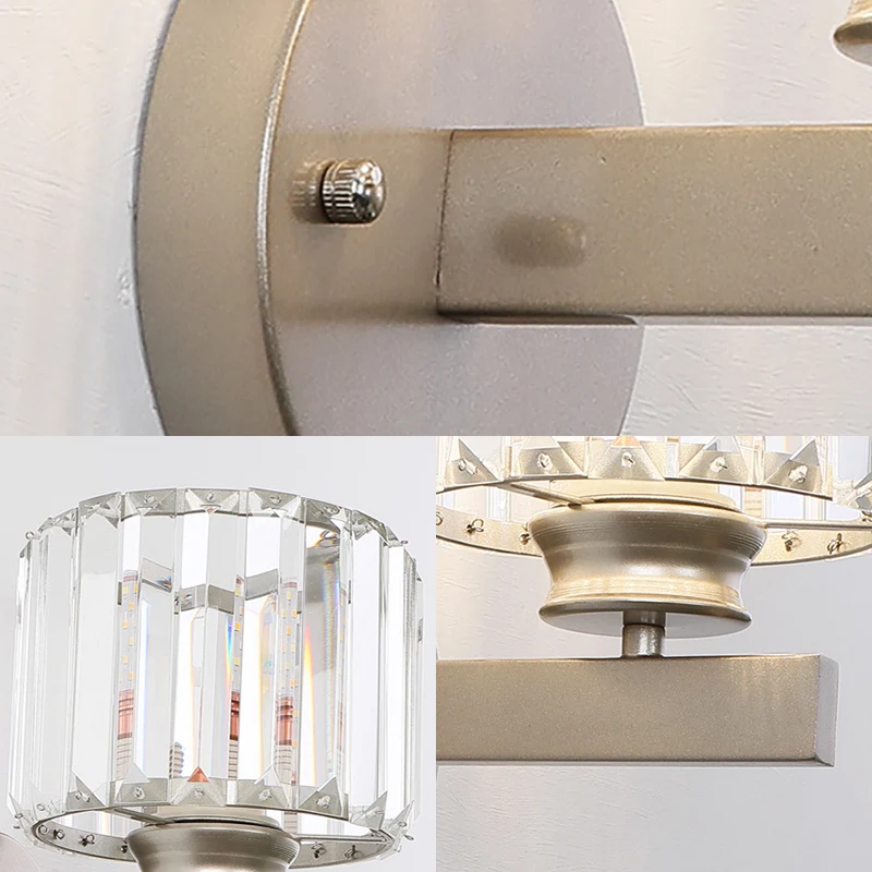 Nikkel Drum Sconce Light Wall Contemporary 1 Light Crystal Wandgemonteerde verlichting voor slaapkamer Clearhalo