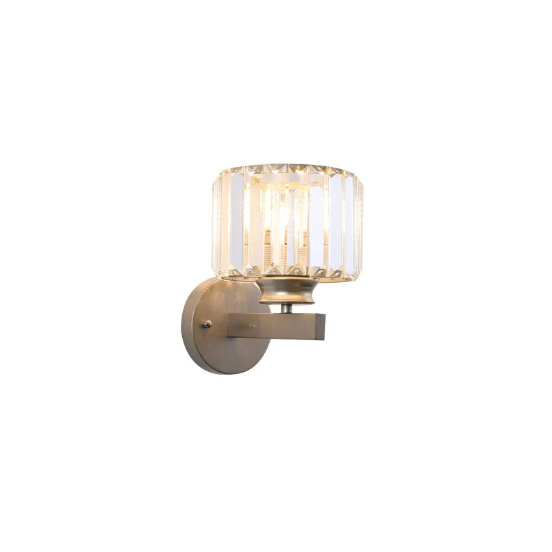 Nikkel Drum Sconce Light Wall Contemporary 1 Light Crystal Wandgemonteerde verlichting voor slaapkamer Clearhalo