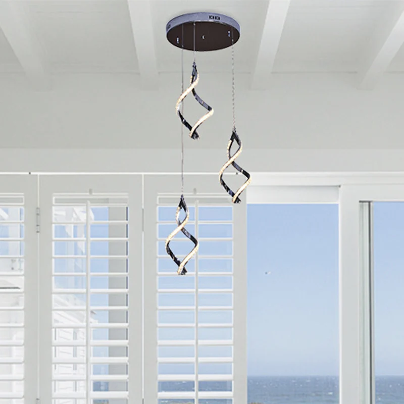 Nikkelvormige clusterhanger moderne stijl met 3 lampen en kristallen verlichting warm/wit licht Clearhalo
