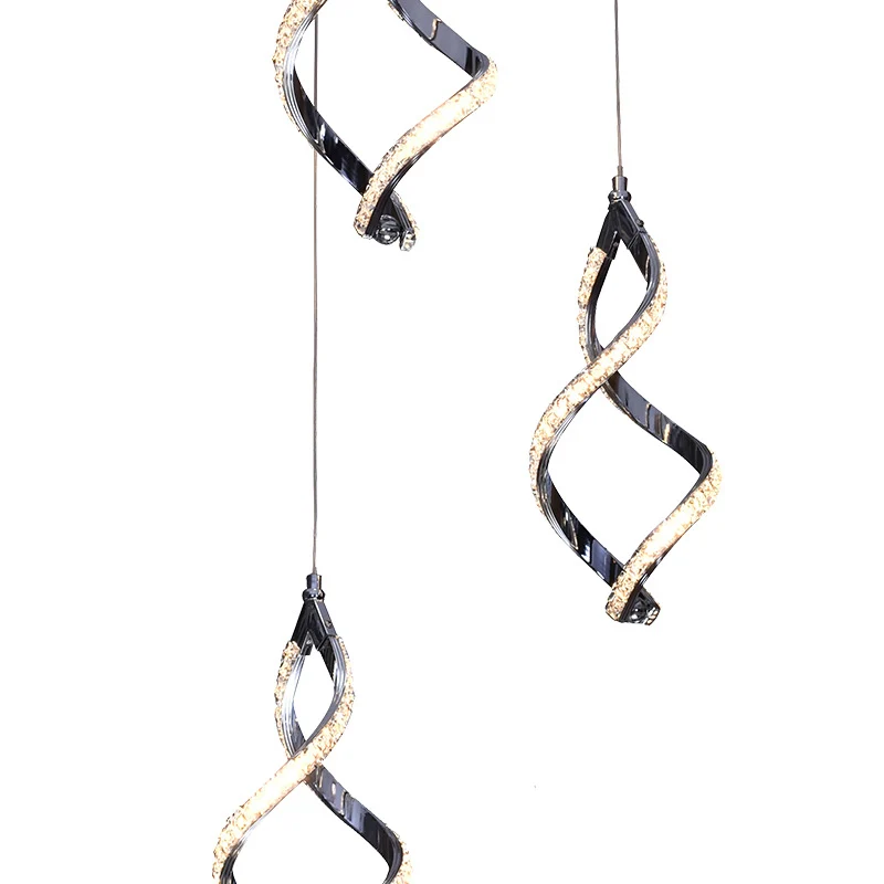 Nikkelvormige clusterhanger moderne stijl met 3 lampen en kristallen verlichting warm/wit licht Clearhalo