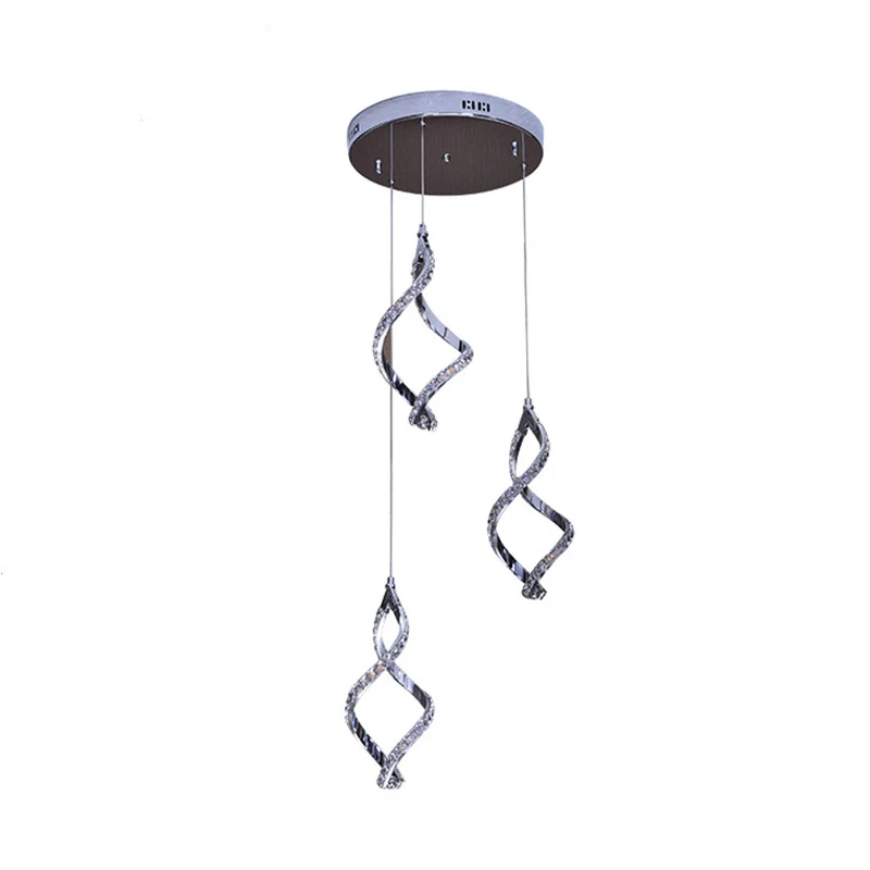 Nikkelvormige clusterhanger moderne stijl met 3 lampen en kristallen verlichting warm/wit licht Clearhalo