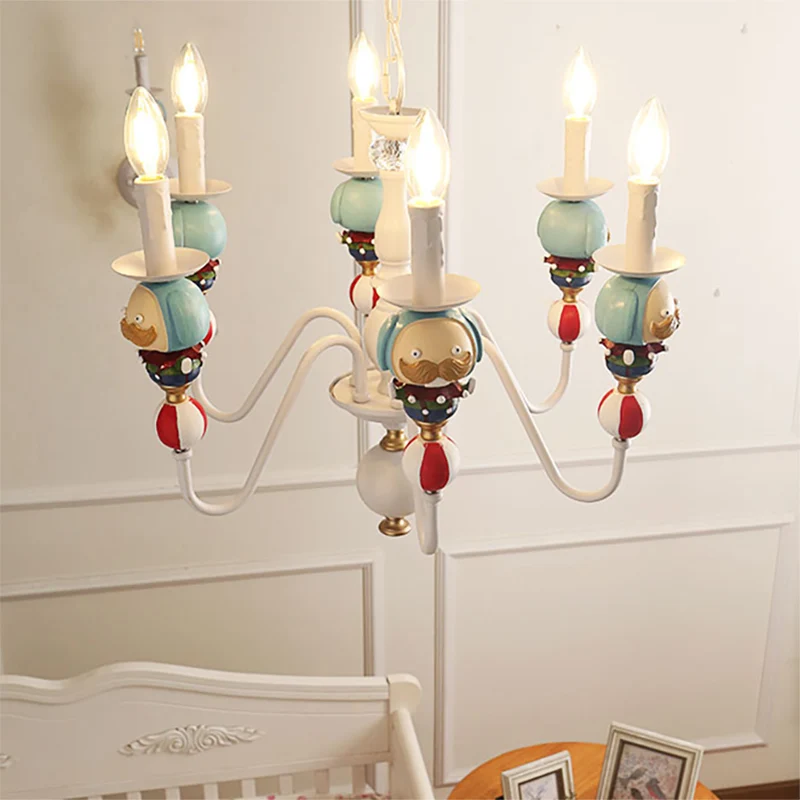 Noordse kaars hangende kroonluchter metalen blauwe en witte hanglamp voor eetkamer Clearhalo