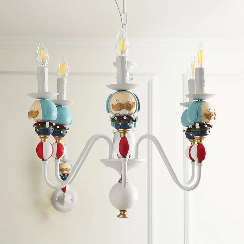 Noordse kaars hangende kroonluchter metalen blauwe en witte hanglamp voor eetkamer Clearhalo