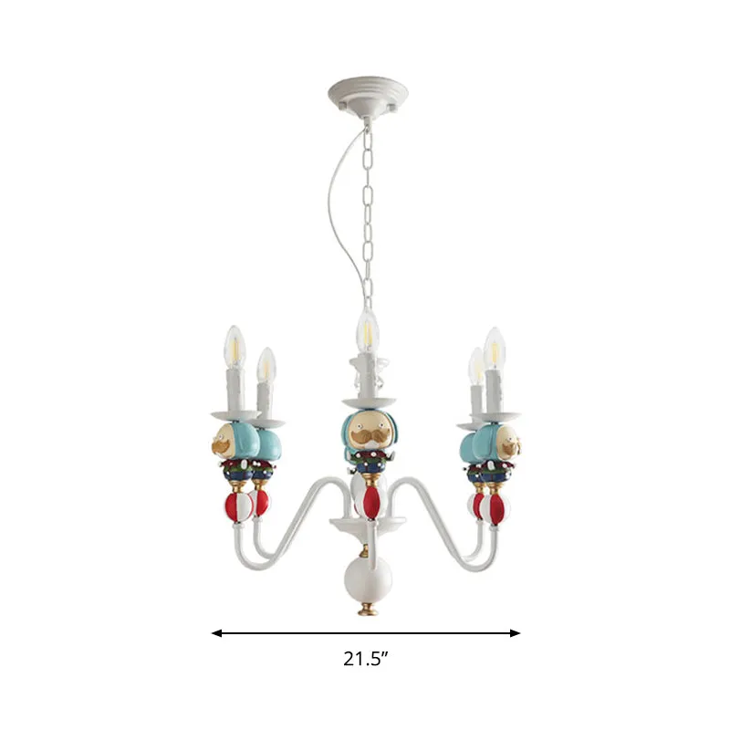Noordse kaars hangende kroonluchter metalen blauwe en witte hanglamp voor eetkamer Clearhalo