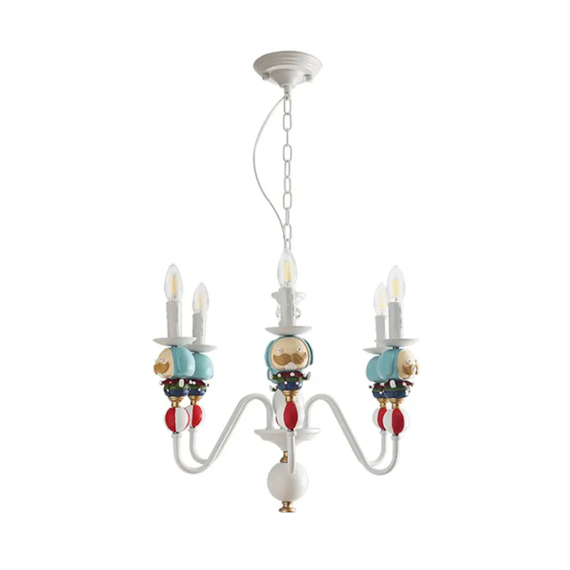 Noordse kaars hangende kroonluchter metalen blauwe en witte hanglamp voor eetkamer Clearhalo