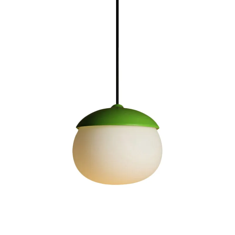 Nootvorm hanglamp modern wit glas 1-lichts groene hanglamp voor restaurant Clearhalo