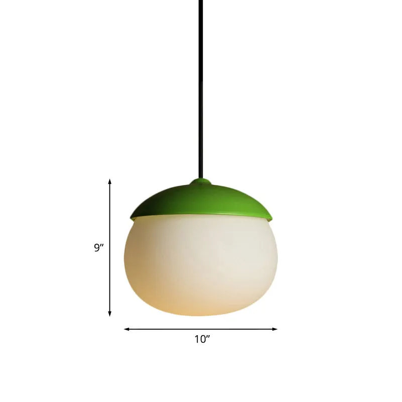 Nootvorm hanglamp modern wit glas 1-lichts groene hanglamp voor restaurant Clearhalo