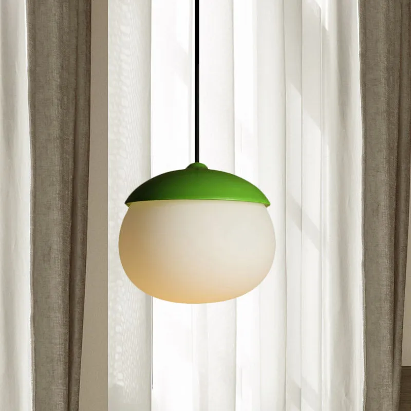 Nootvorm hanglamp modern wit glas 1-lichts groene hanglamp voor restaurant Clearhalo