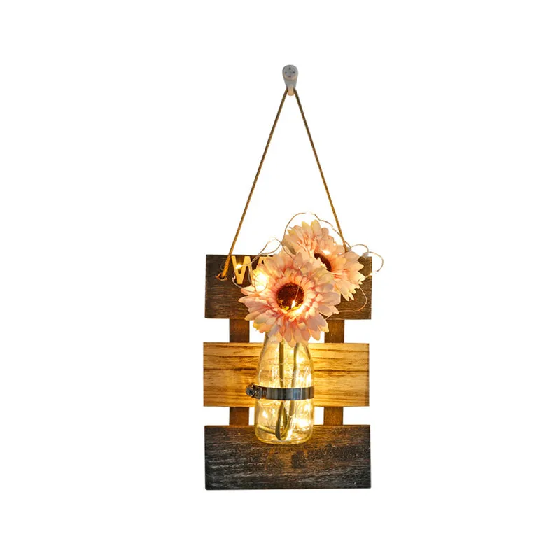 Nordic Flower Accent String Light voor theewinkel Helderglazen pot wandlamp roze/wit/geel Clearhalo