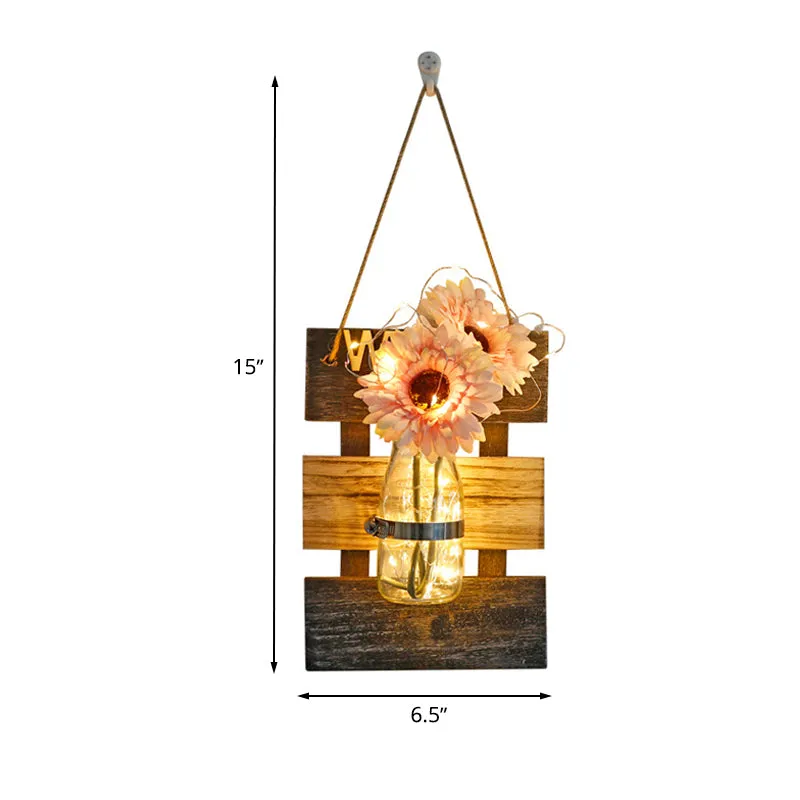 Nordic Flower Accent String Light voor theewinkel Helderglazen pot wandlamp roze/wit/geel Clearhalo