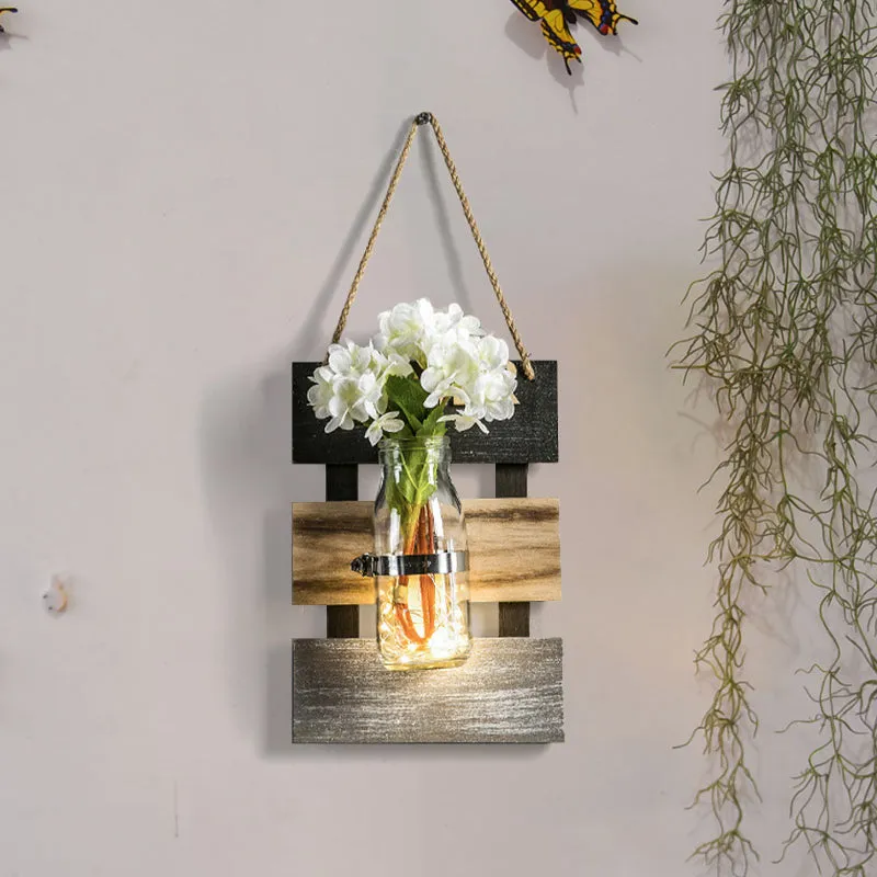 Nordic Flower Accent String Light voor theewinkel Helderglazen pot wandlamp roze/wit/geel Clearhalo