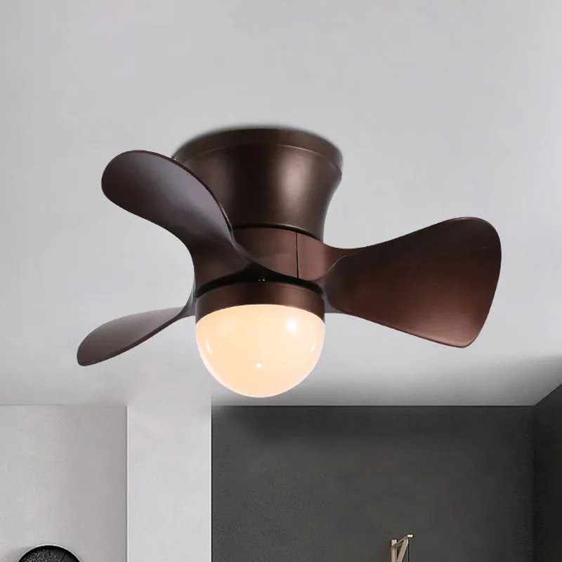 Nordic Half-Globe acryl ventilatorverlichting 23,5" brede 3-bladige LED-plafondlamp koffie/wit Clearhalo