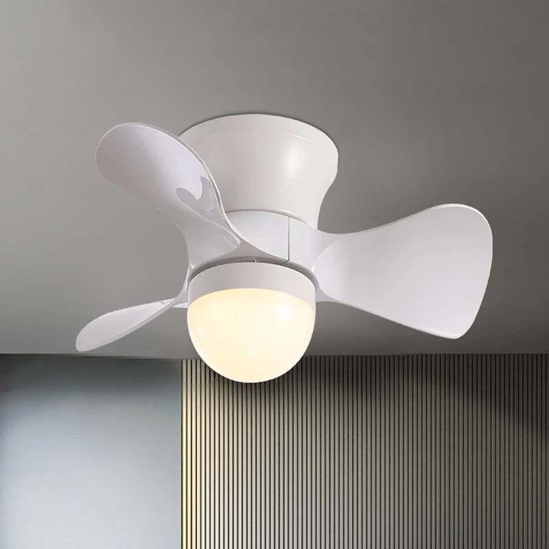 Nordic Half-Globe acryl ventilatorverlichting 23,5" brede 3-bladige LED-plafondlamp koffie/wit Clearhalo