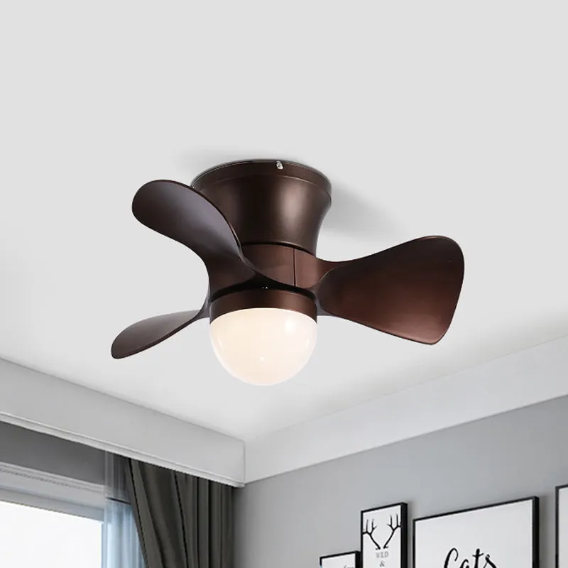 Nordic Half-Globe acryl ventilatorverlichting 23,5" brede 3-bladige LED-plafondlamp koffie/wit Clearhalo