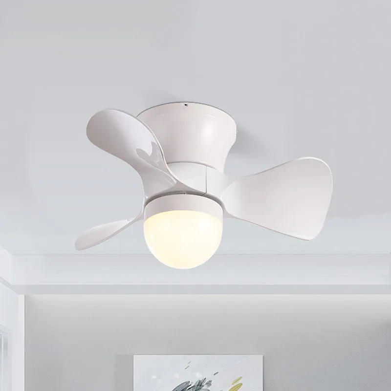 Nordic Half-Globe acryl ventilatorverlichting 23,5" brede 3-bladige LED-plafondlamp koffie/wit Clearhalo