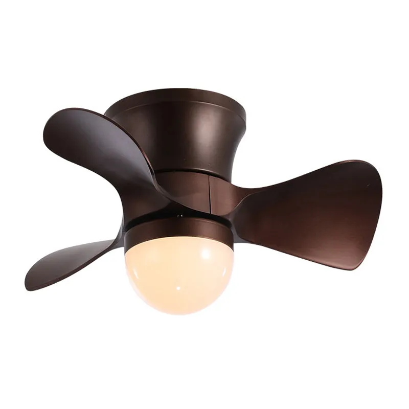 Nordic Half-Globe acryl ventilatorverlichting 23,5" brede 3-bladige LED-plafondlamp koffie/wit Clearhalo