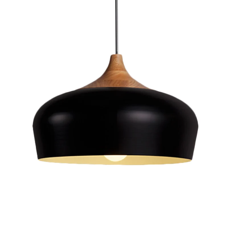Nordic metalen hanglamp met komschaduw 1 licht zwart/wit hanglamp voor eetkamer, 12"/14" breed Clearhalo