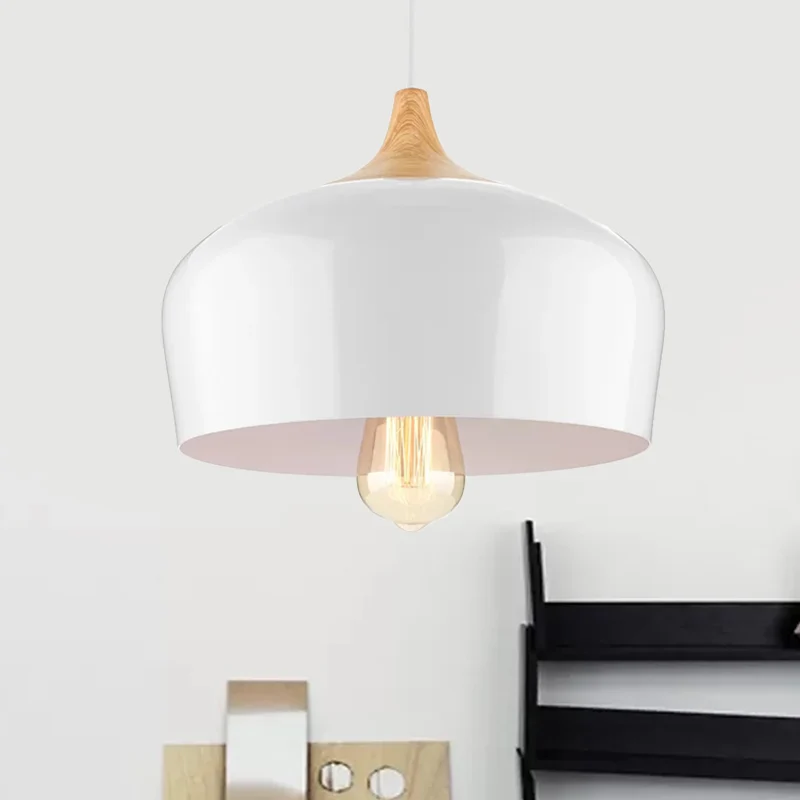 Nordic metalen hanglamp met komschaduw 1 licht zwart/wit hanglamp voor eetkamer, 12"/14" breed Clearhalo