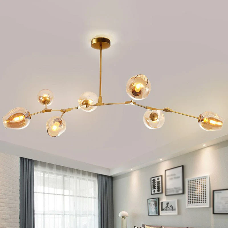 Nordic Moleculaire Hangende Verlichting Kuiltje Glas 7 Hoofden Woonkamer Hangende Kroonluchter Clearhalo