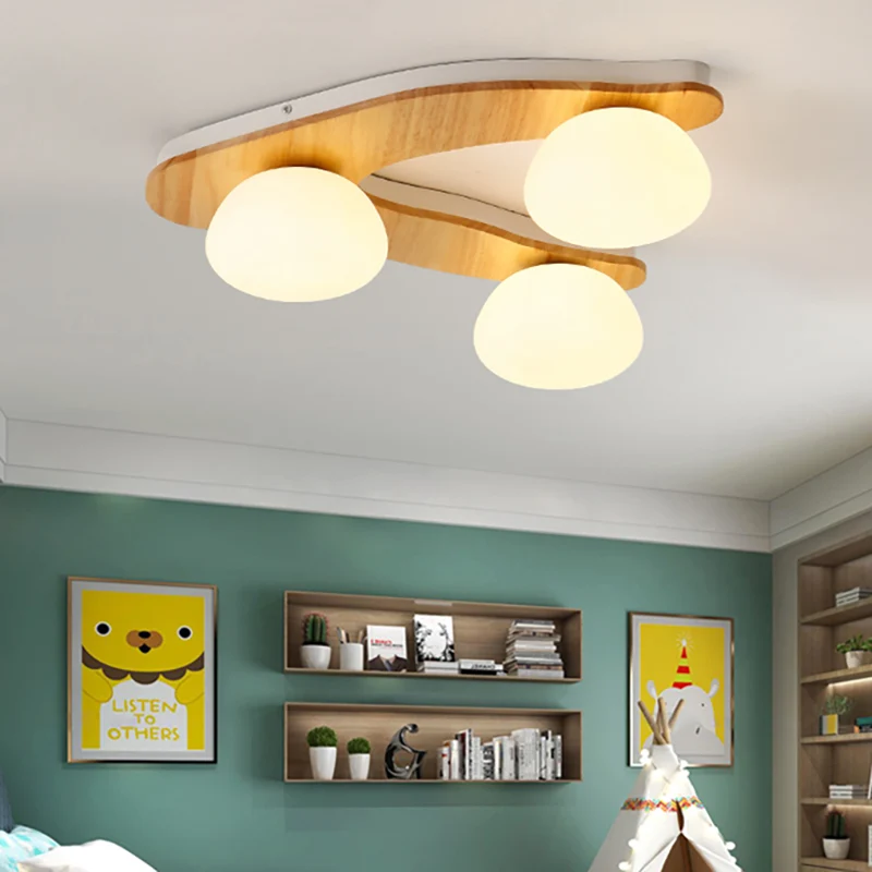 Nordic stijlvolle ovale plafondmontage licht melkglas houten plafondarmatuur voor studeerkamer Clearhalo