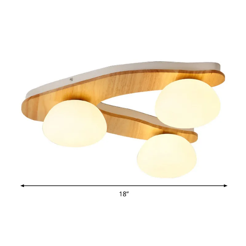 Nordic stijlvolle ovale plafondmontage licht melkglas houten plafondarmatuur voor studeerkamer Clearhalo